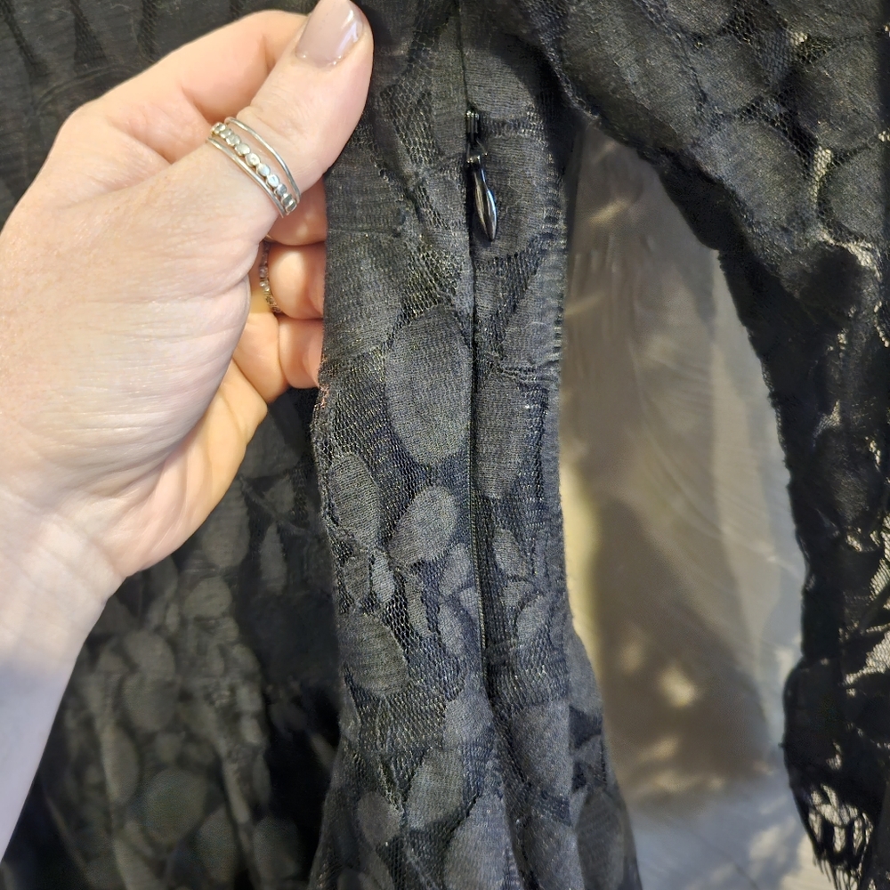 FREE PEOPLE Dress Black Lace Women's Size 4 Whimsigoth Fairy Goth Fairycore Y2k - Picture 10 of 15